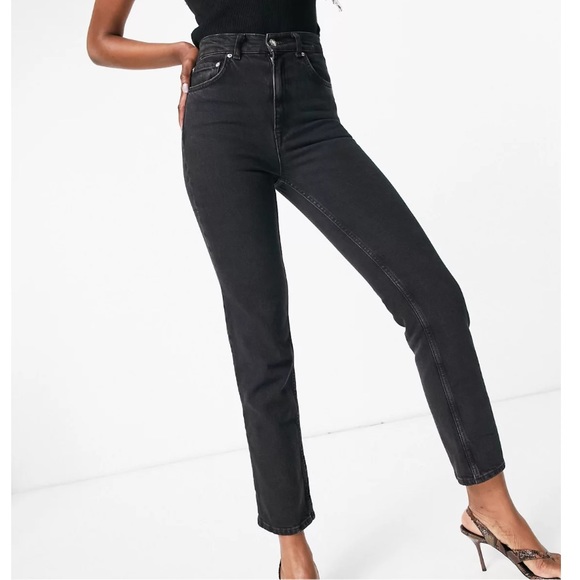 ASOS Black To Fit Waist High Rise Ankle Jeans - Picture 1 of 4